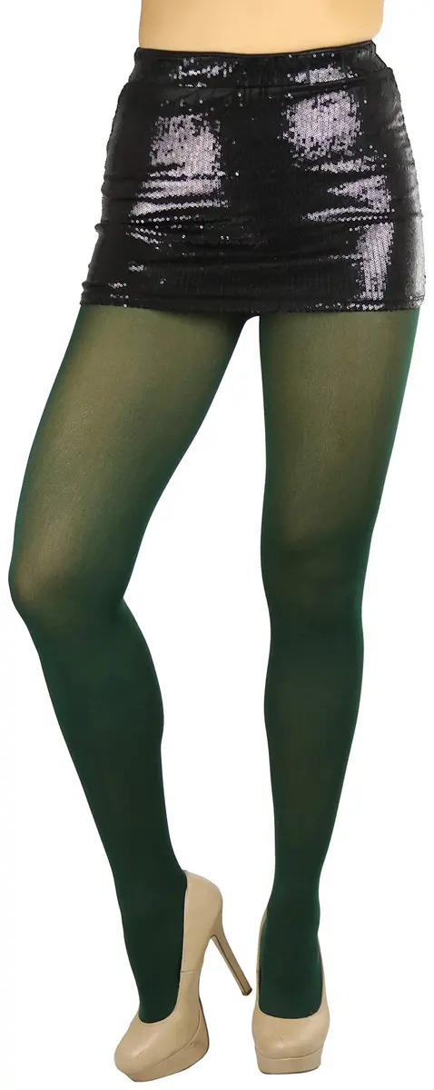 ToBeInStyle Women's Opaque Solid Color Nylon Tights Pantyhose - Hunter Green | Comfortable, Vibrant & Perfect for Parties - view 6