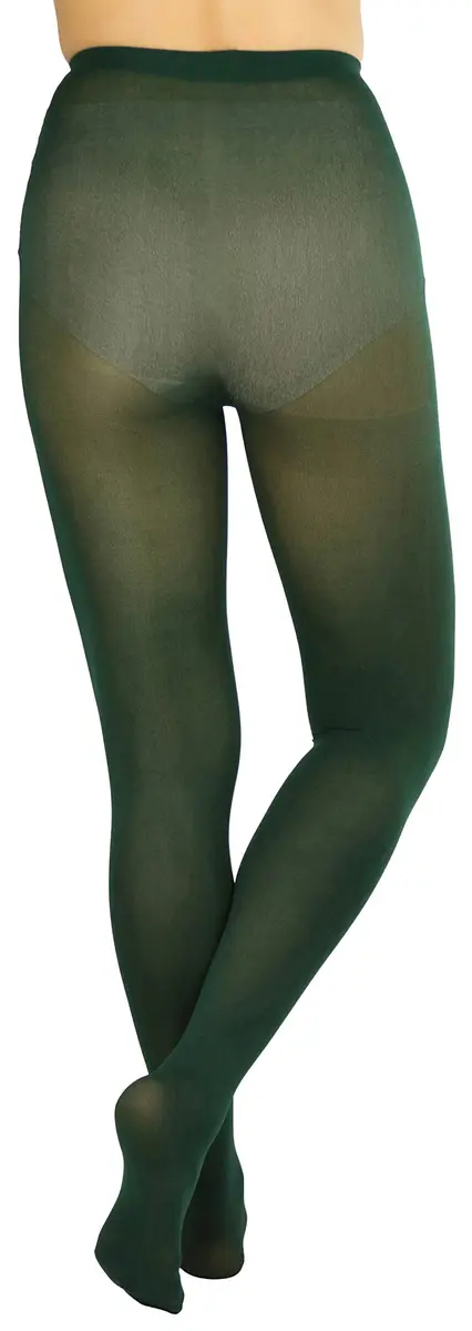 ToBeInStyle Women's Opaque Solid Color Nylon Tights Pantyhose - Hunter Green | Comfortable, Vibrant & Perfect for Parties - view 2