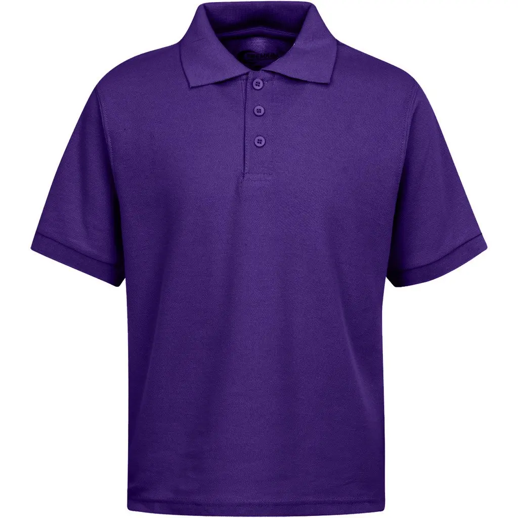 Premium Wear Boys' Short Sleeve School Uniform Polo Shirt, Purple, M | Pique Knit, Stain Resistant - main product image