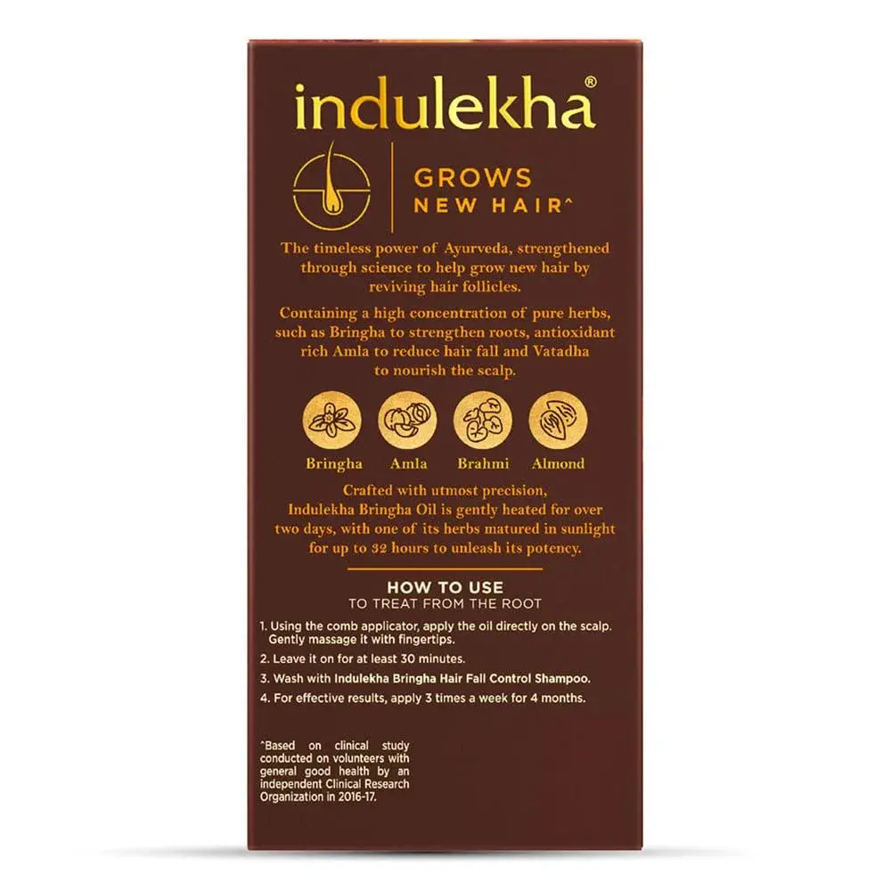 Indulekha Bringha Hair Oil 100ml (3.38 Fl Oz) | Ayurvedic Hair Fall & Dandruff Control - view 2