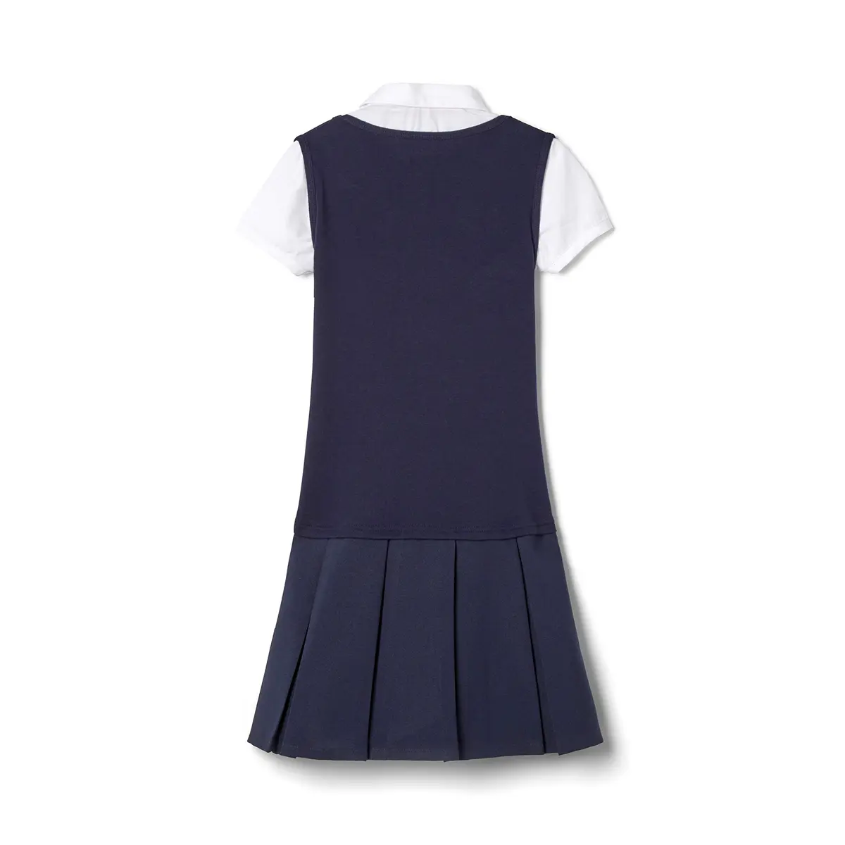French Toast Girls' Short Sleeve 2-Fer Pleated Dress, Navy, 2T | School Uniform Look with Easy Pull-On Comfort - view 4
