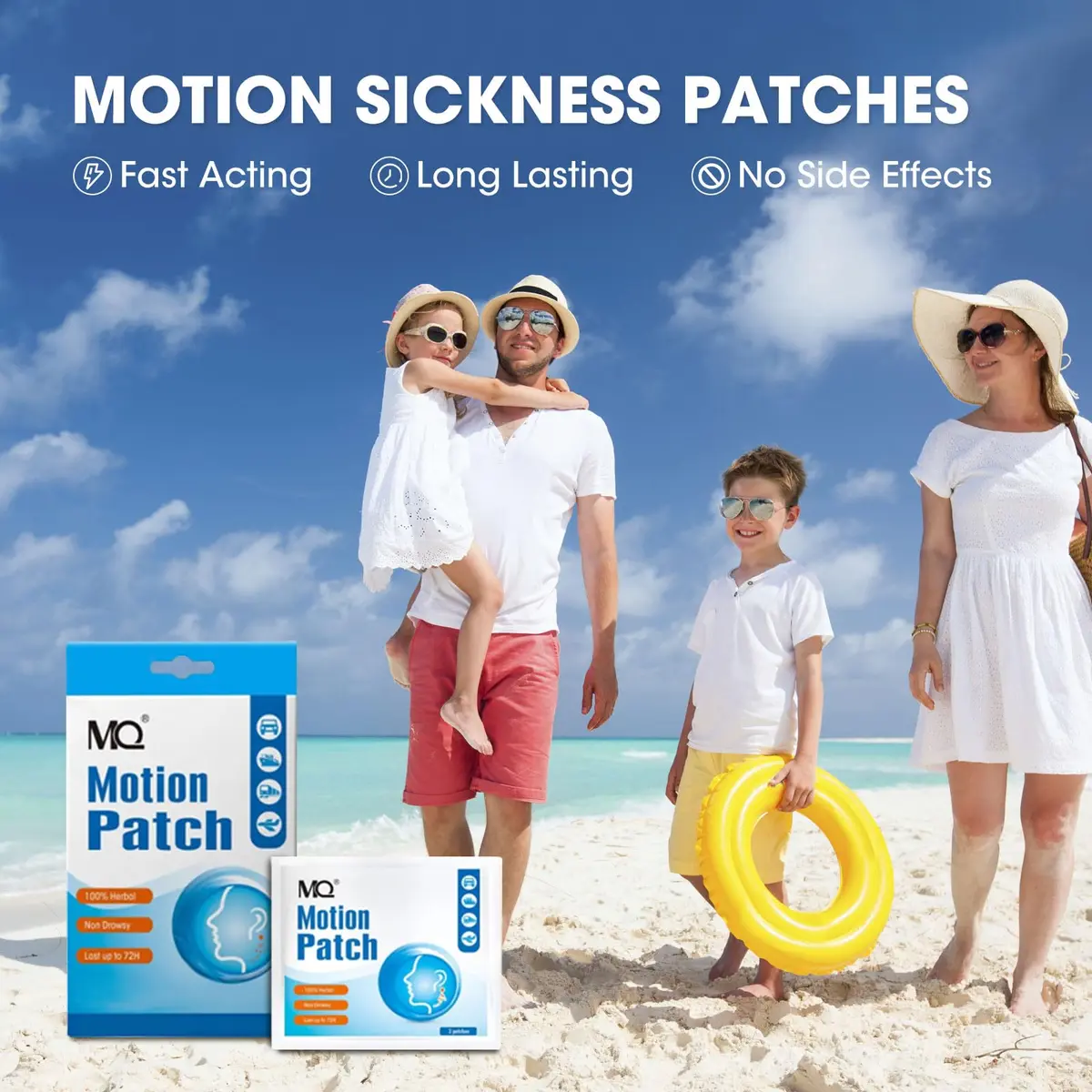 MQ Motion Sickness Patch 10 Count | Fast-Acting, Waterproof, Non Drowsy Relief for Travel - view 2