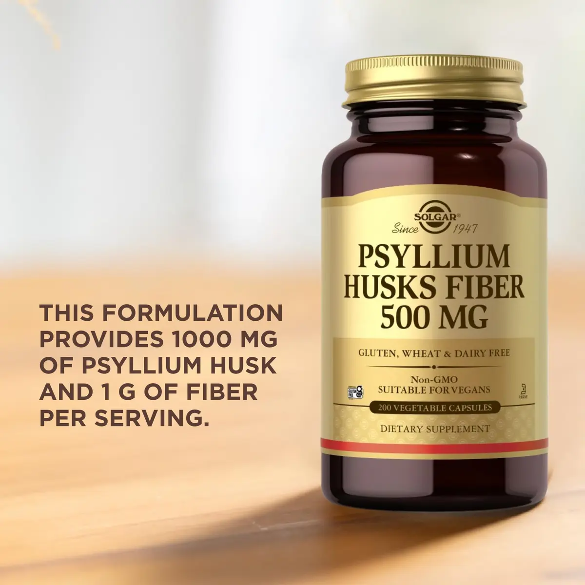 Solgar Psyllium Husks Fiber 500 mg Vegetable Capsules, 200 Count | Natural Source of Dietary Fiber for Digestive Support - view 5