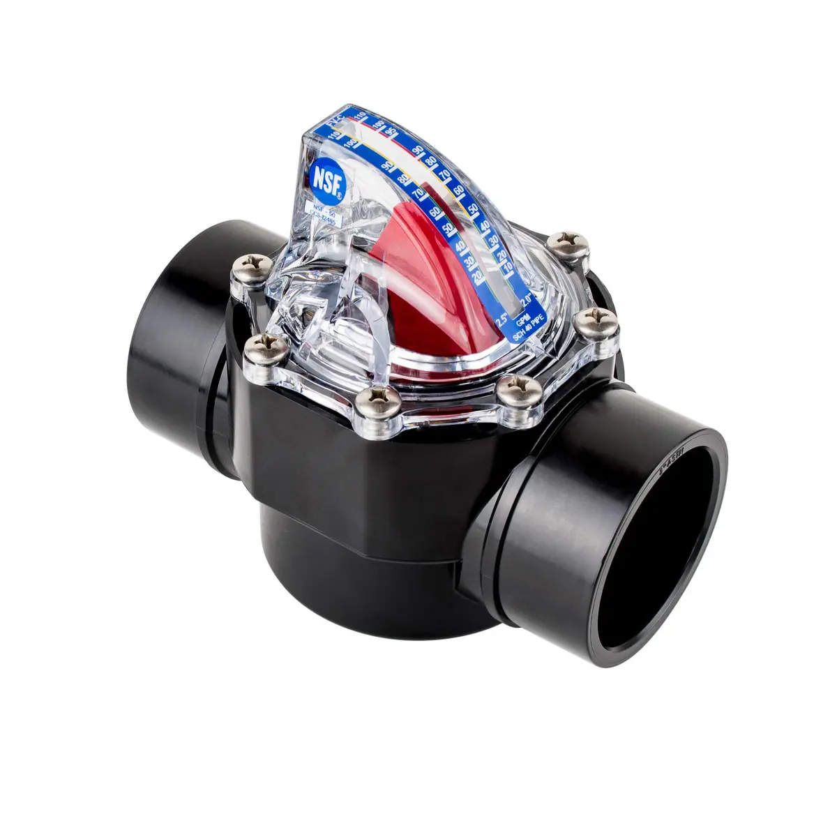 H2 Flow Controls FV-C FlowVis Pool Flow Meter and Check Valve 6.6cm (2.6in) Inlet | NSF Certified to 50 PSI - main product image