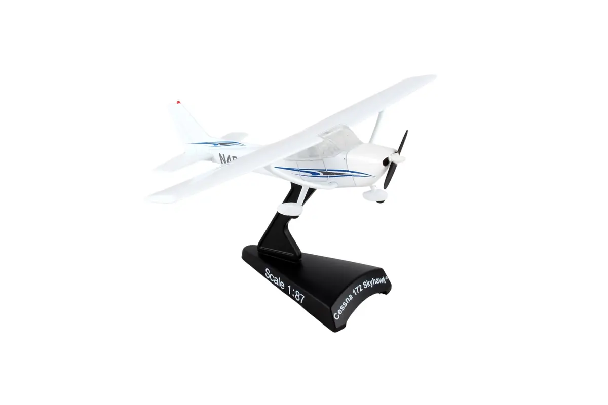 Postage Stamp Cessna 172 Skyhawk 1:87 Scale Diecast Model Airplane | Officially Licensed Collectible with Display Stand - main product image