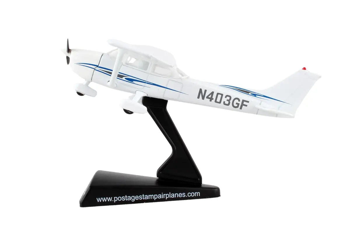Postage Stamp Cessna 172 Skyhawk 1:87 Scale Diecast Model Airplane | Officially Licensed Collectible with Display Stand - view 5