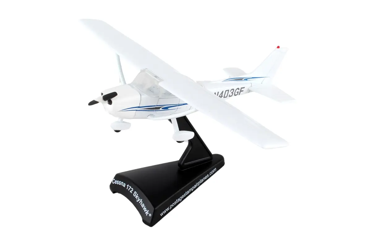 Postage Stamp Cessna 172 Skyhawk 1:87 Scale Diecast Model Airplane | Officially Licensed Collectible with Display Stand - view 3