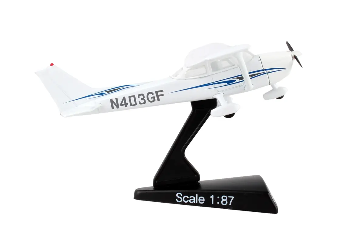 Postage Stamp Cessna 172 Skyhawk 1:87 Scale Diecast Model Airplane | Officially Licensed Collectible with Display Stand - view 4