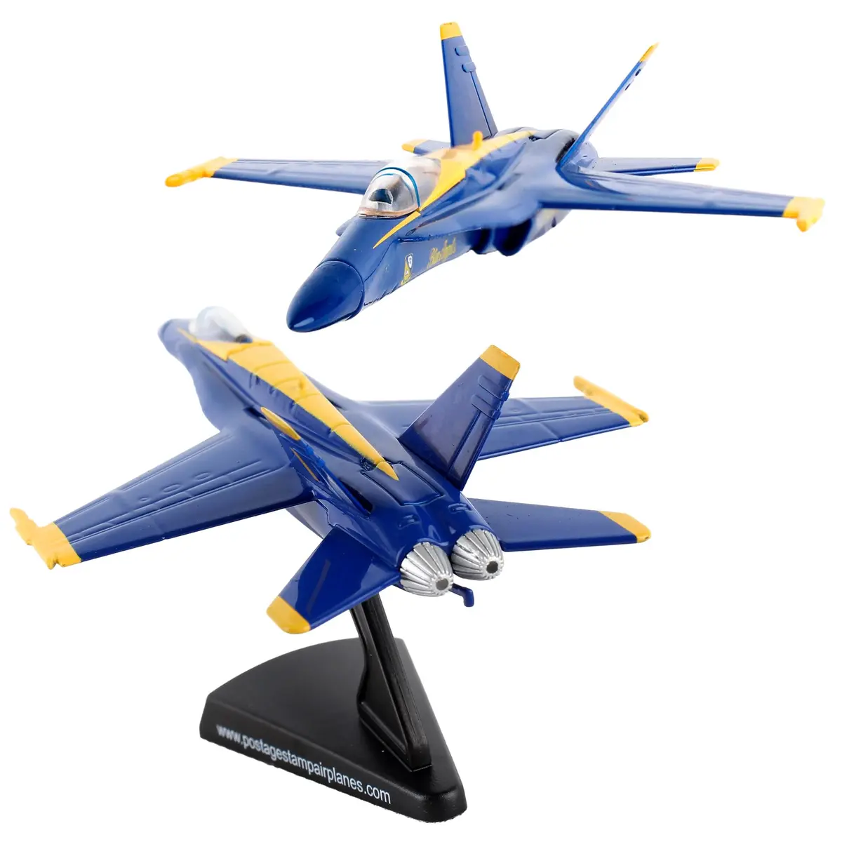 Postage Stamp F/A-18C Hornet Blue Angels – 1/150 Scale Die-Cast Metal Jet Model with Display Stand – Officially Licensed US Navy Collectible for Adults 14+ - main product image
