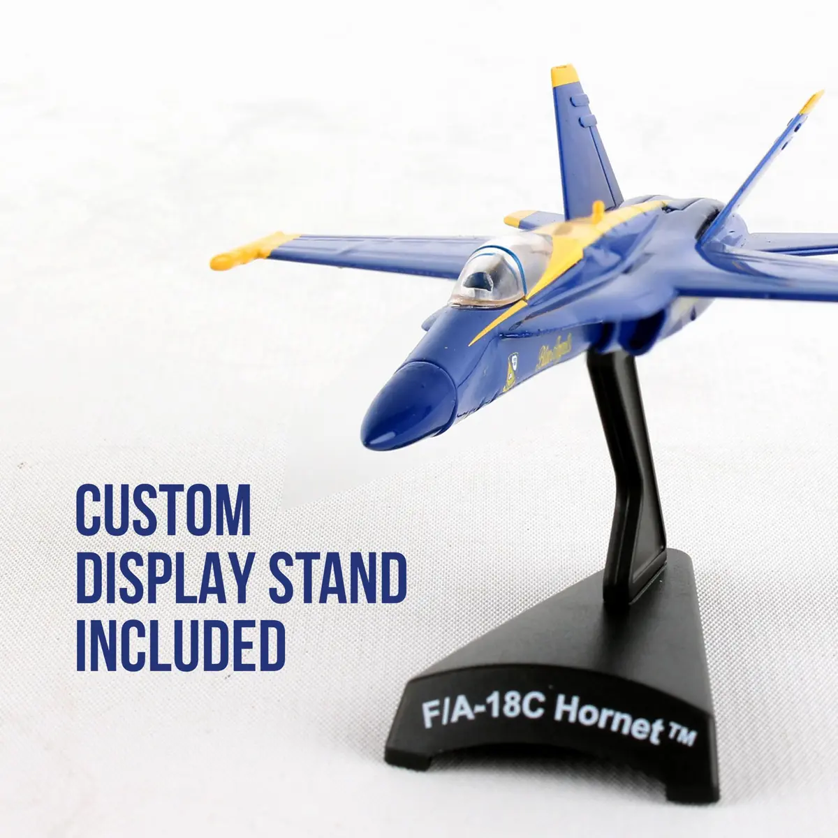 Postage Stamp F/A-18C Hornet Blue Angels – 1/150 Scale Die-Cast Metal Jet Model with Display Stand – Officially Licensed US Navy Collectible for Adults 14+ - view 5