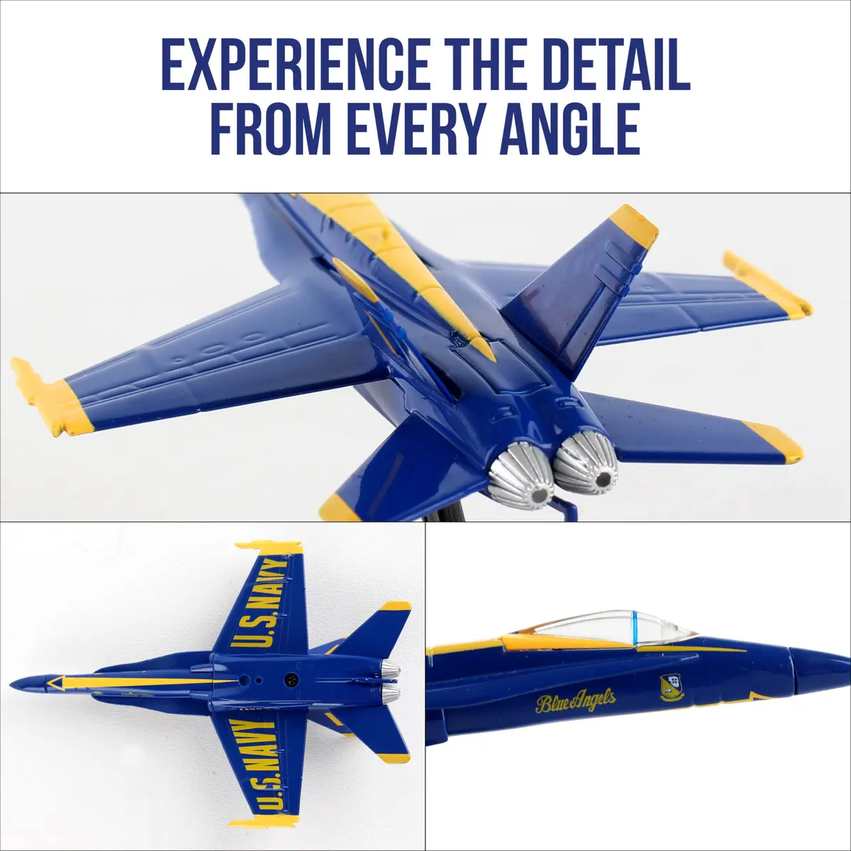 Postage Stamp F/A-18C Hornet Blue Angels – 1/150 Scale Die-Cast Metal Jet Model with Display Stand – Officially Licensed US Navy Collectible for Adults 14+ - view 7