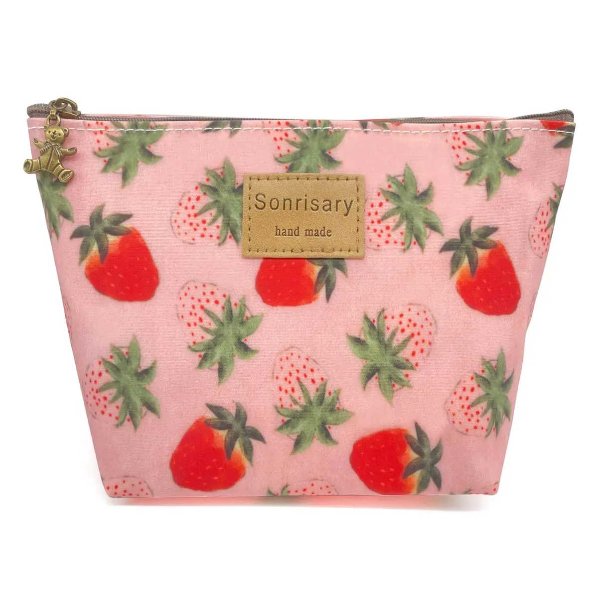 Hunger Pink Strawberry Print Make-Up Cosmetic Bag Carry Case, 14 Patterns (P1141707) | Waterproof, Portable & Organize - main product image