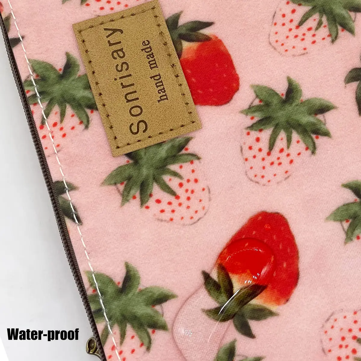 Hunger Pink Strawberry Print Make-Up Cosmetic Bag Carry Case, 14 Patterns (P1141707) | Waterproof, Portable & Organize - view 3