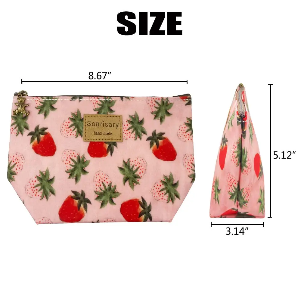 Hunger Pink Strawberry Print Make-Up Cosmetic Bag Carry Case, 14 Patterns (P1141707) | Waterproof, Portable & Organize - view 4