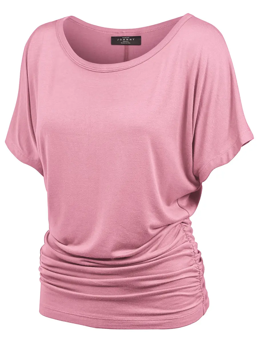 Made By Johnny Womens Dolman Drape Top with Side Shirring XL Pink | Casual Chic, Breathable Rayon, Versatile Fit - main product image