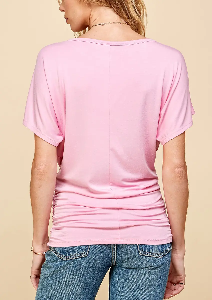 Made By Johnny Womens Dolman Drape Top with Side Shirring XL Pink | Casual Chic, Breathable Rayon, Versatile Fit - view 5