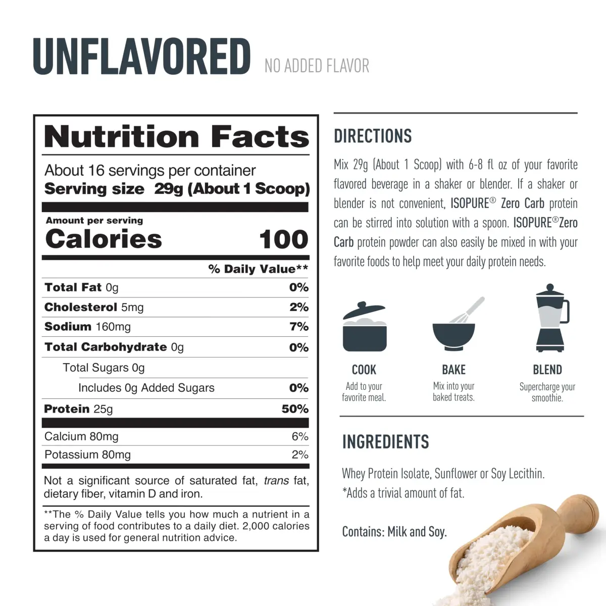Isopure Zero Carb 100% Pure Whey Isolate Protein Powder Unflavored 454g (1 Lb) | Zero Carb Protein for Daily Health - view 9