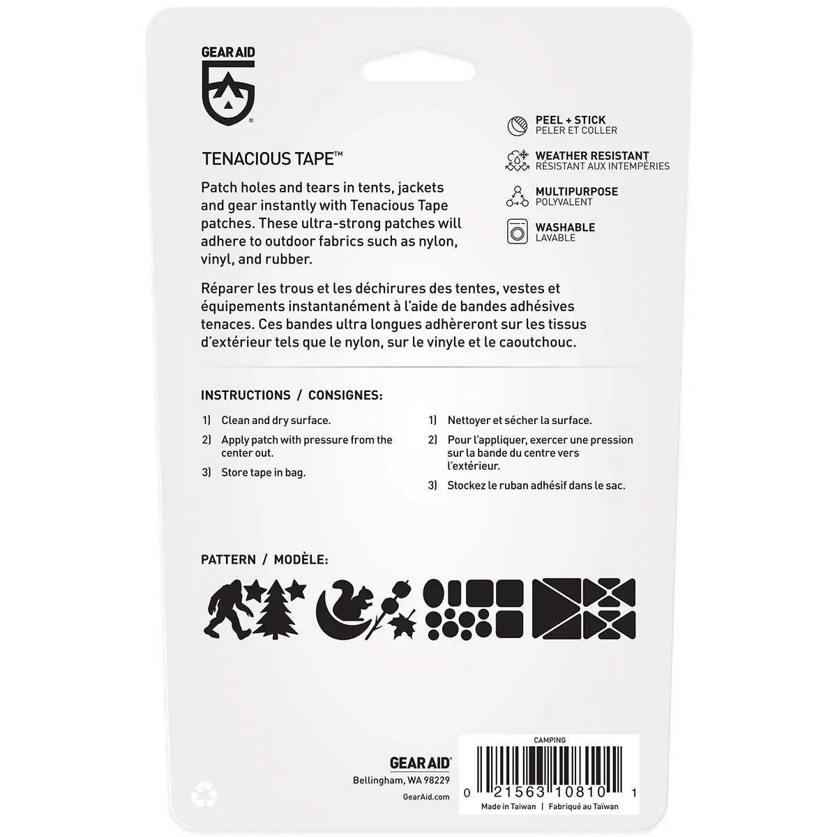 GEAR AID Tenacious Tape Repair Patches – Peel-and-Stick Nylon Gear Patches for Jackets, Tents, Sleeping Bags, Backpacks, Outdoor Gear (3"x20") - view 3