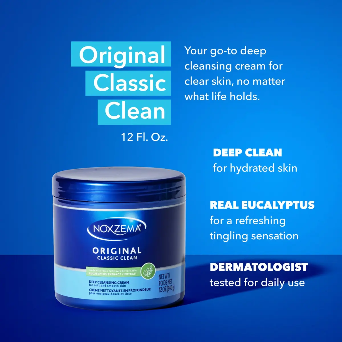 Noxzema Classic Clean Cream Original Deep Cleansing 340ml (12 Fl Oz) | Dermatologist Tested for Sensitive Skin - view 3