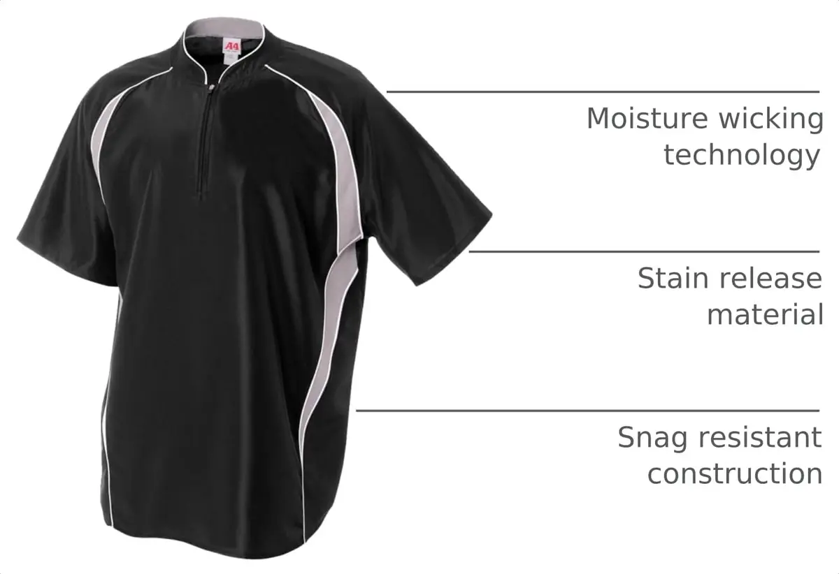 A4 Mens Batting Jacket 2XL Black | Moisture Wicking, Odor Resistant, UV Protection - view 2