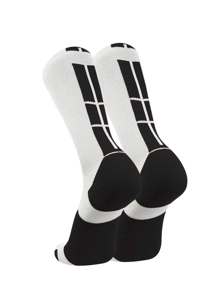 TCK Baseline Crew Athletic Socks for Basketball, Football & Sports - Small, White/Black | Supportive, Moisture-Wicking & Durable - view 2