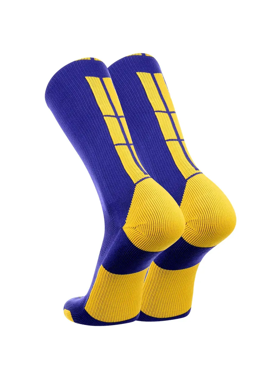 TCK Baseline Crew Athletic Socks for Basketball, Football & Sports - Small, Purple/Gold | Moisture-Wicking, Supportive Fit - view 2