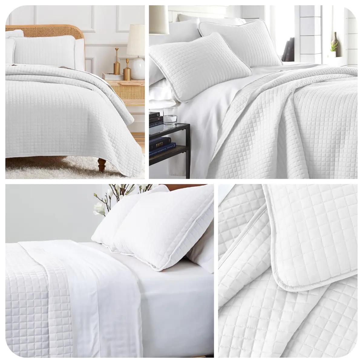 Southshore Fine Living, Inc. Oversized White Queen Quilt Bedding Set with 2 Shams | Microfiber, All Seasons, Full/Queen - view 9