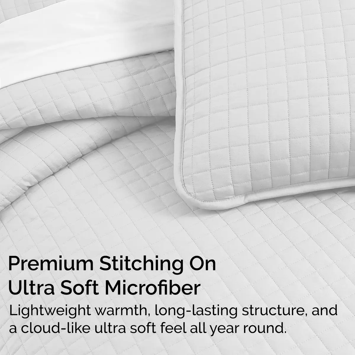 Southshore Fine Living, Inc. Oversized White Queen Quilt Bedding Set with 2 Shams | Microfiber, All Seasons, Full/Queen - view 3