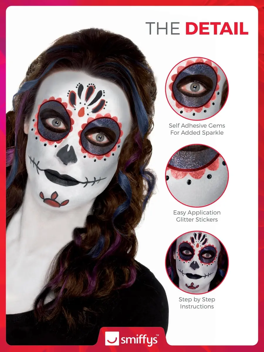 Smiffys Day of the Dead Make-Up Kit, with Face Paints | Face Art & Costume Accessory - view 4