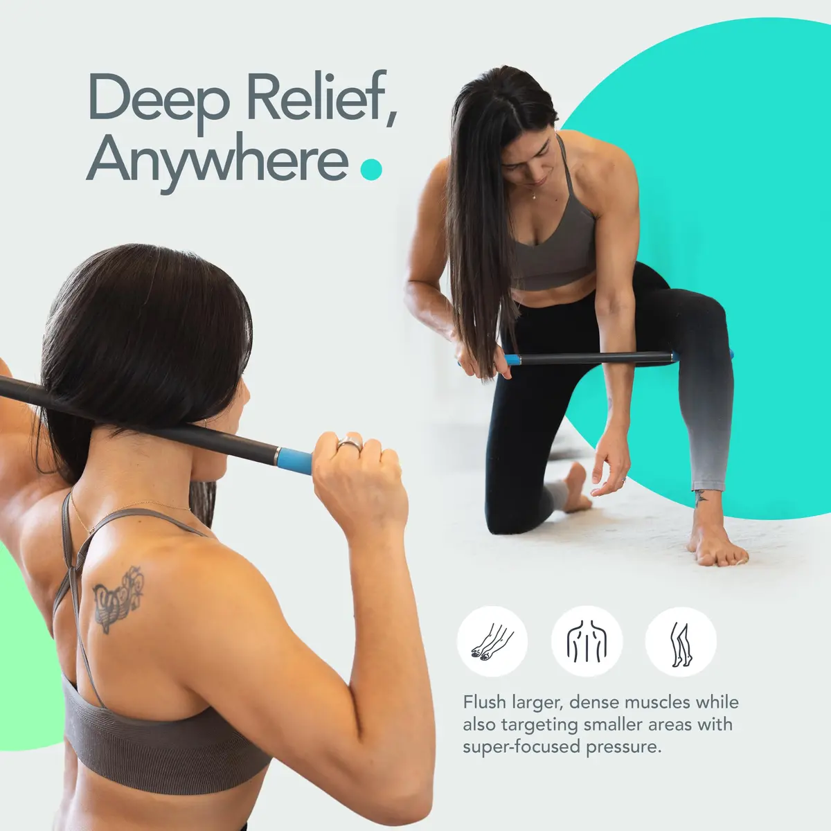 RAD Rod Deep Tissue Massage Roller Stick | Myofascial Release Tool for Legs, Back, Neck, Arms & Shoulders - view 3