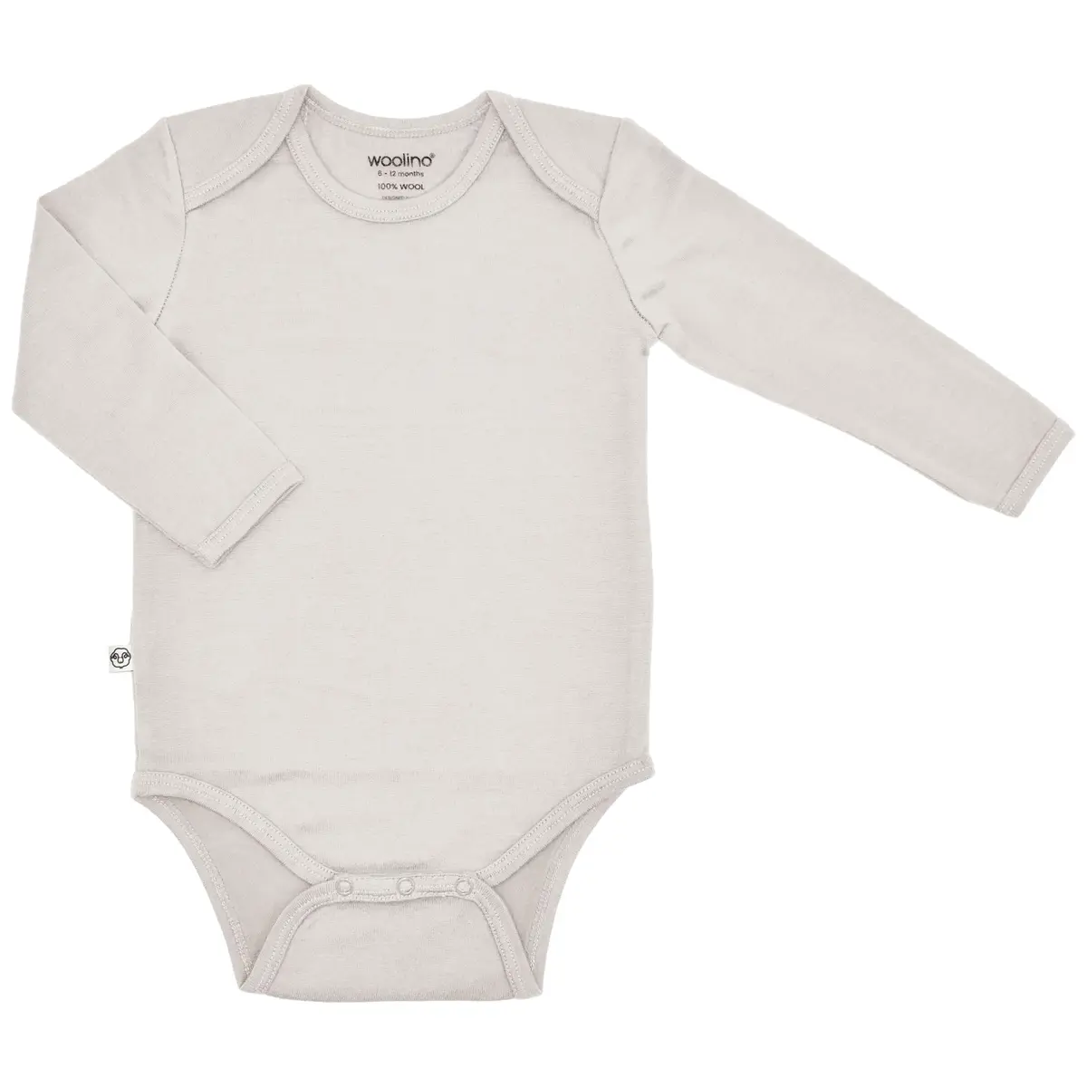 Woolino 100% Superfine Merino Wool Baby Bodysuit Long Sleeve 3-6 Months | Temperature-Regulating & Soft - main product image
