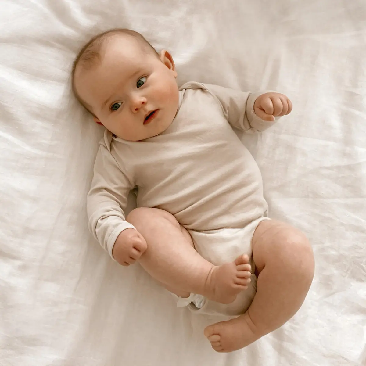 Woolino 100% Superfine Merino Wool Baby Bodysuit Long Sleeve 3-6 Months | Temperature-Regulating & Soft - view 2