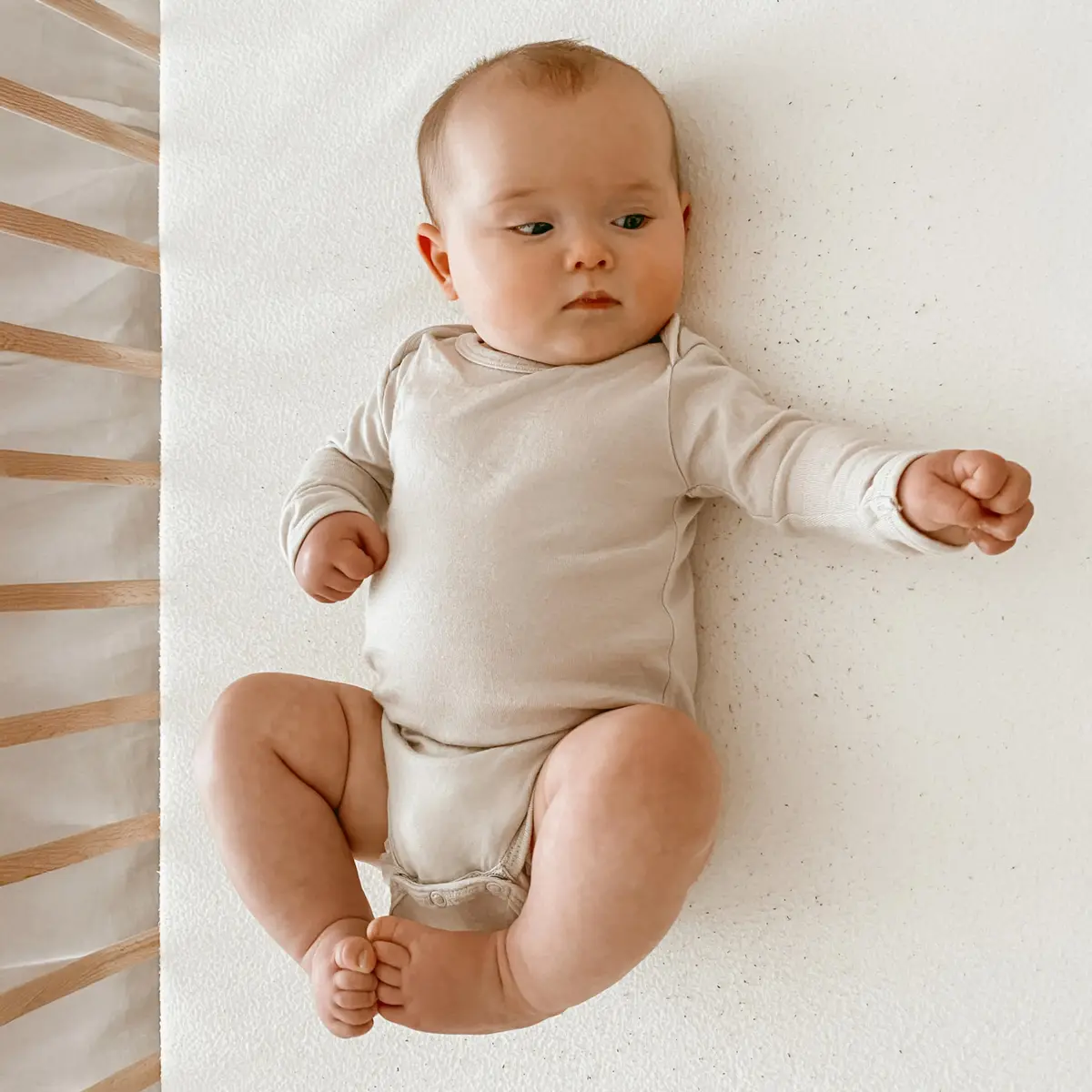 Woolino 100% Superfine Merino Wool Baby Bodysuit Long Sleeve 3-6 Months | Temperature-Regulating & Soft - view 4