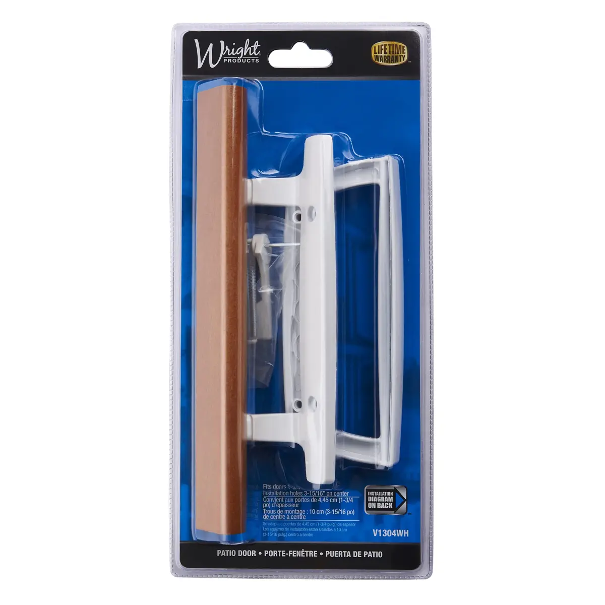 Wright Products White Mortise Sliding Patio Door Handle Set with Wood Pull - 3.875" Center to Center - view 2
