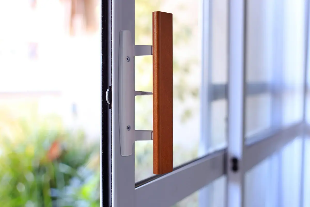Wright Products White Mortise Sliding Patio Door Handle Set with Wood Pull - 3.875" Center to Center - view 3