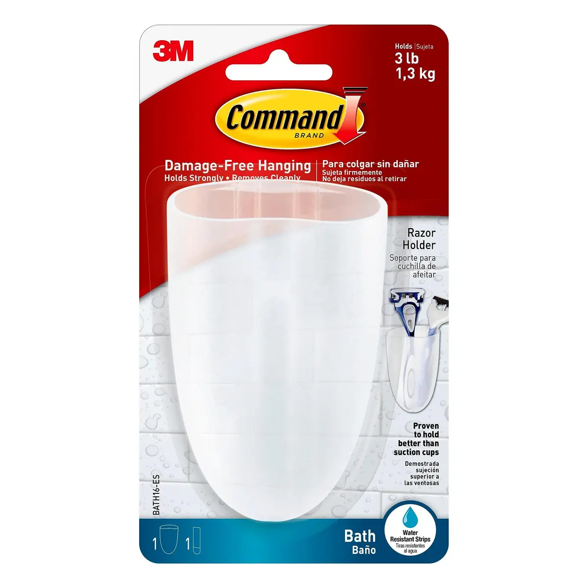 Command Razor Holder, Clear Frosted | Damage-Free Bathroom Organization (70-120 chars) - main product image