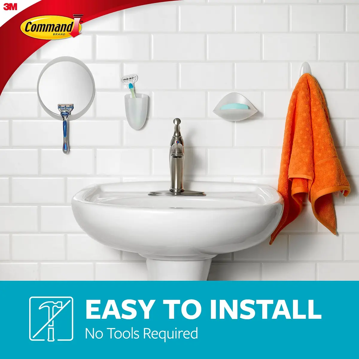 Command Razor Holder, Clear Frosted | Damage-Free Bathroom Organization (70-120 chars) - view 5