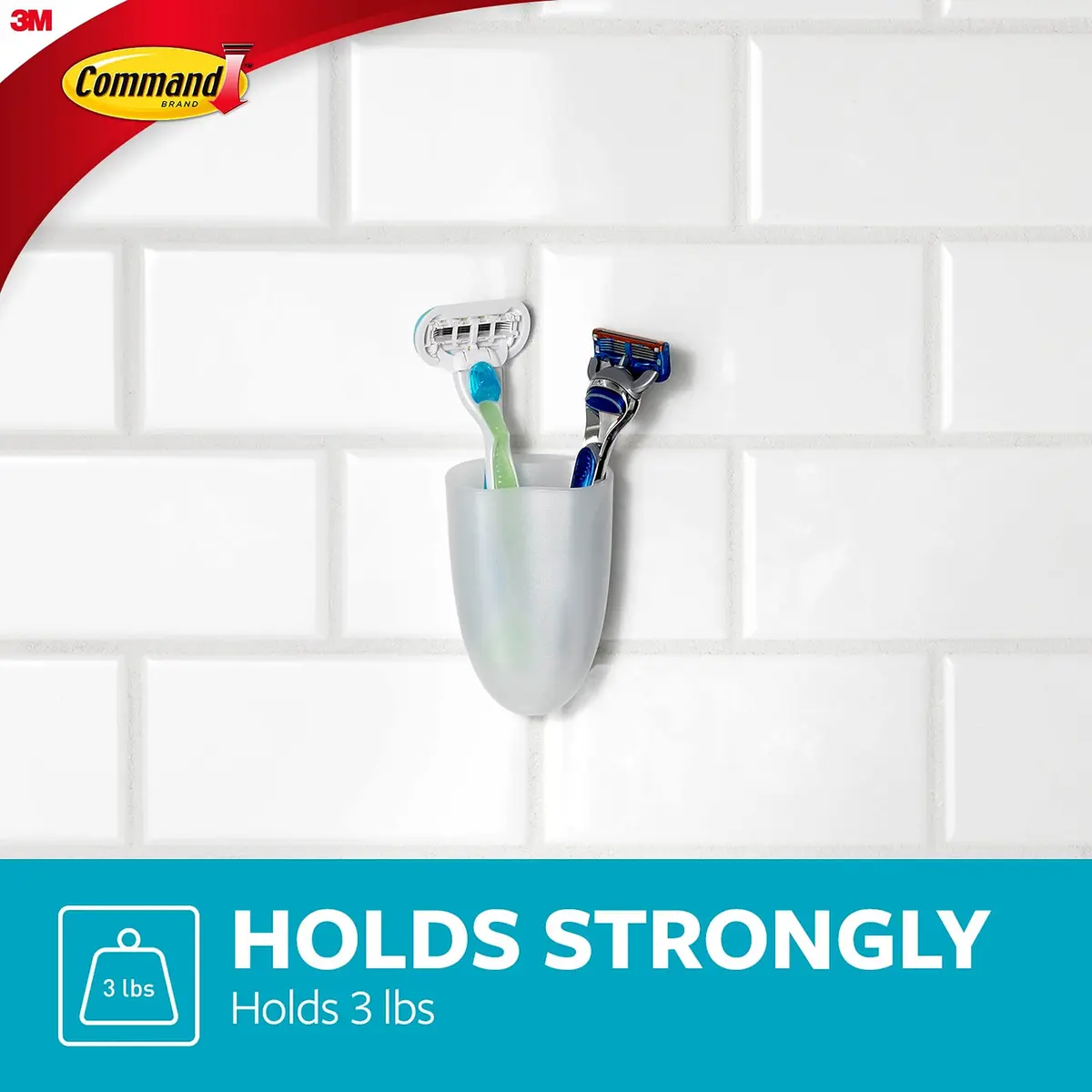 Command Razor Holder, Clear Frosted | Damage-Free Bathroom Organization (70-120 chars) - view 4