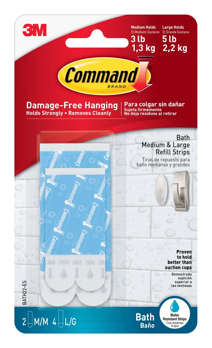 Command Assorted Replacement Strips, 2 Medium, 4 Large Strips | Damage-Free Organization for Bathrooms - main product image