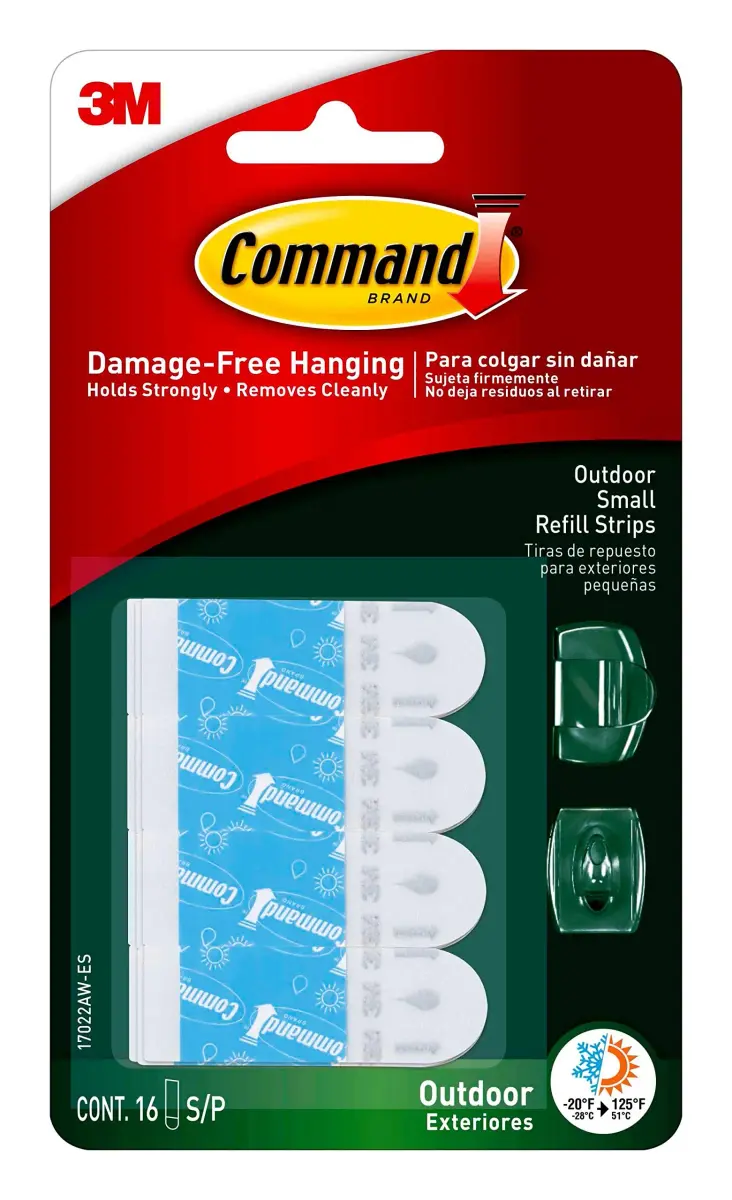 Command Outdoor Small Refill Strips 16 Count | Damage-Free Hanging for Smooth Surfaces - main product image