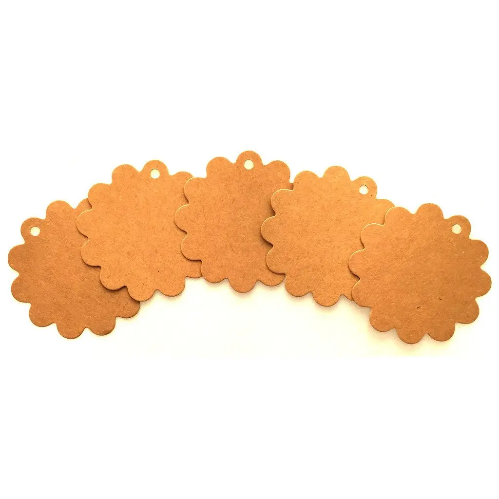LWR CRAFTS 100 Hang Tags Scalloped Round Kraft with Jute Twines 2 3/8" | Creative Gift & Craft Tags - view 2