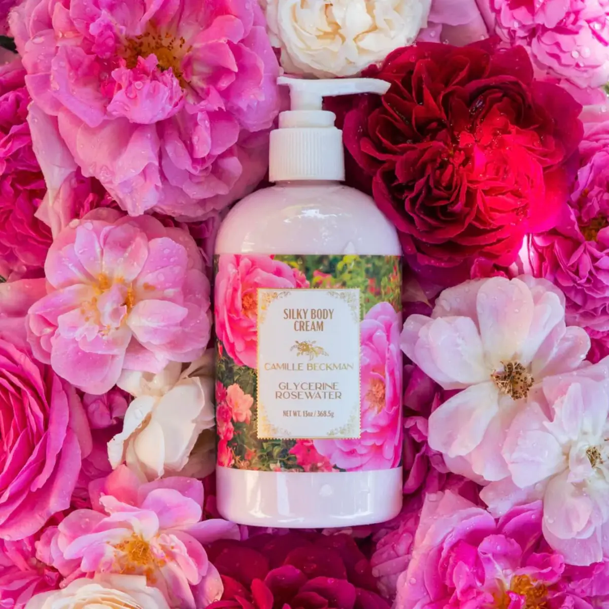 Camille Beckman Glycerine Rosewater Silky Body Cream Lotion 368ml (13 oz) | Non-Greasy Daily Moisturizer with Almond Oil & Aloe Vera - view 2