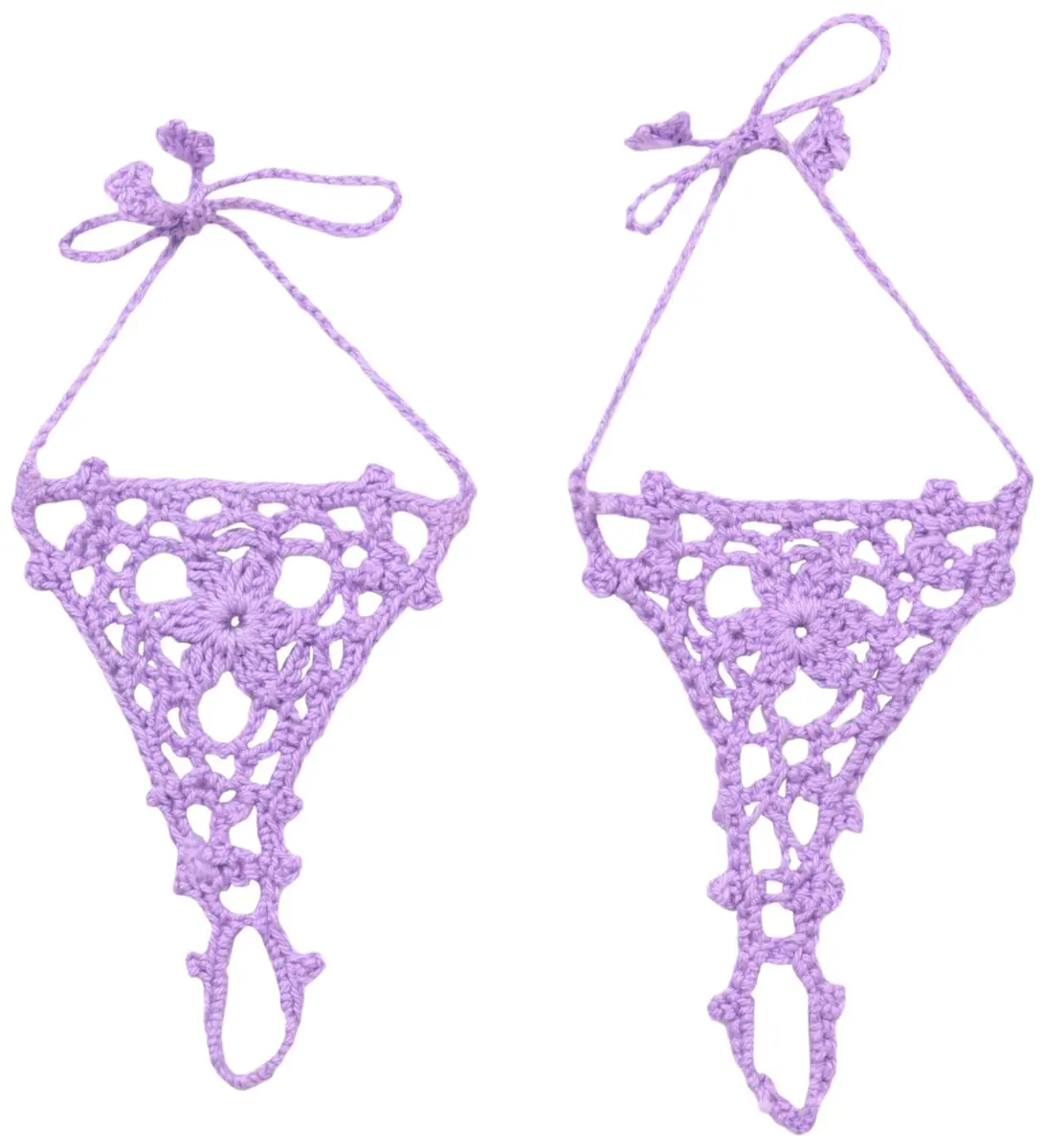 Jefferies Socks Big Girls' Summer Crochet Barefoot Sandal, Lilac, Medium | Cotton Rich, No Closure, Open Toe - main product image
