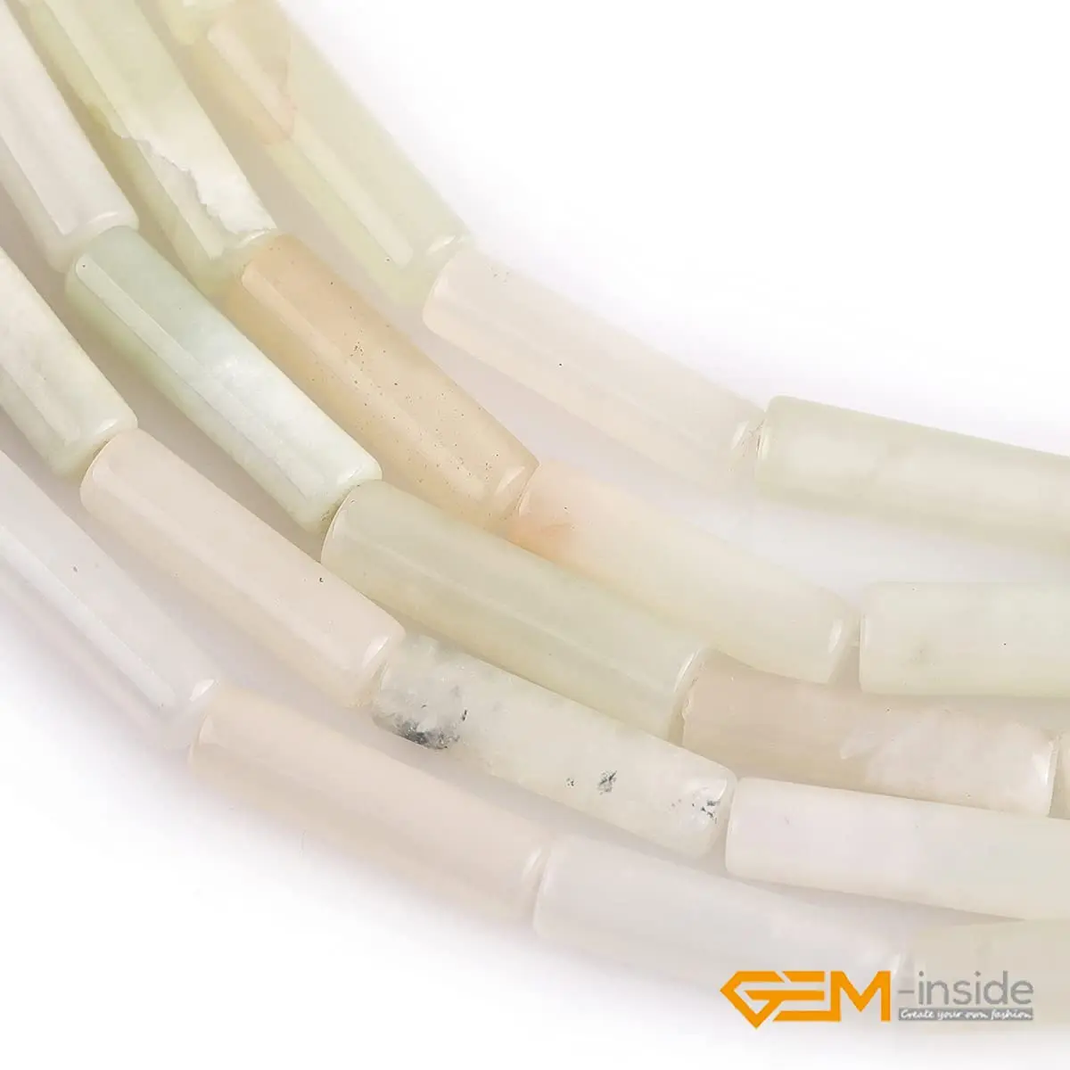 GEM-Inside 4x12mm Column Tube Hua Show Jade Gemstone Loose Beads - view 5