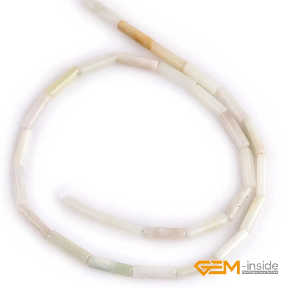 GEM-Inside 4x12mm Column Tube Hua Show Jade Gemstone Loose Beads - view 2