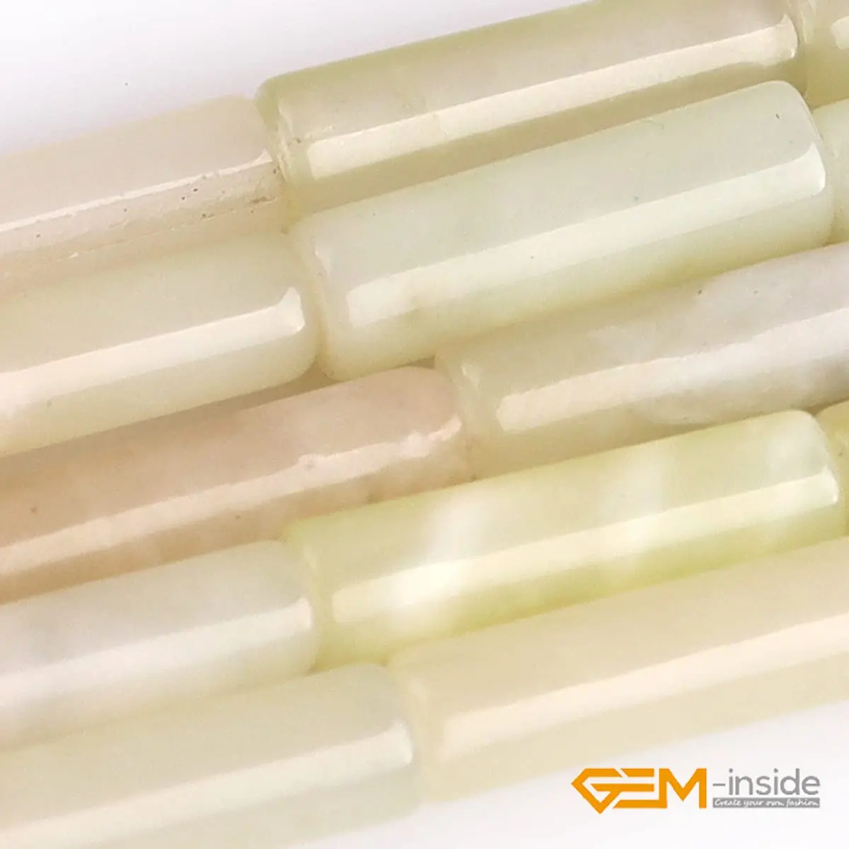 GEM-Inside 4x12mm Column Tube Hua Show Jade Gemstone Loose Beads - view 3