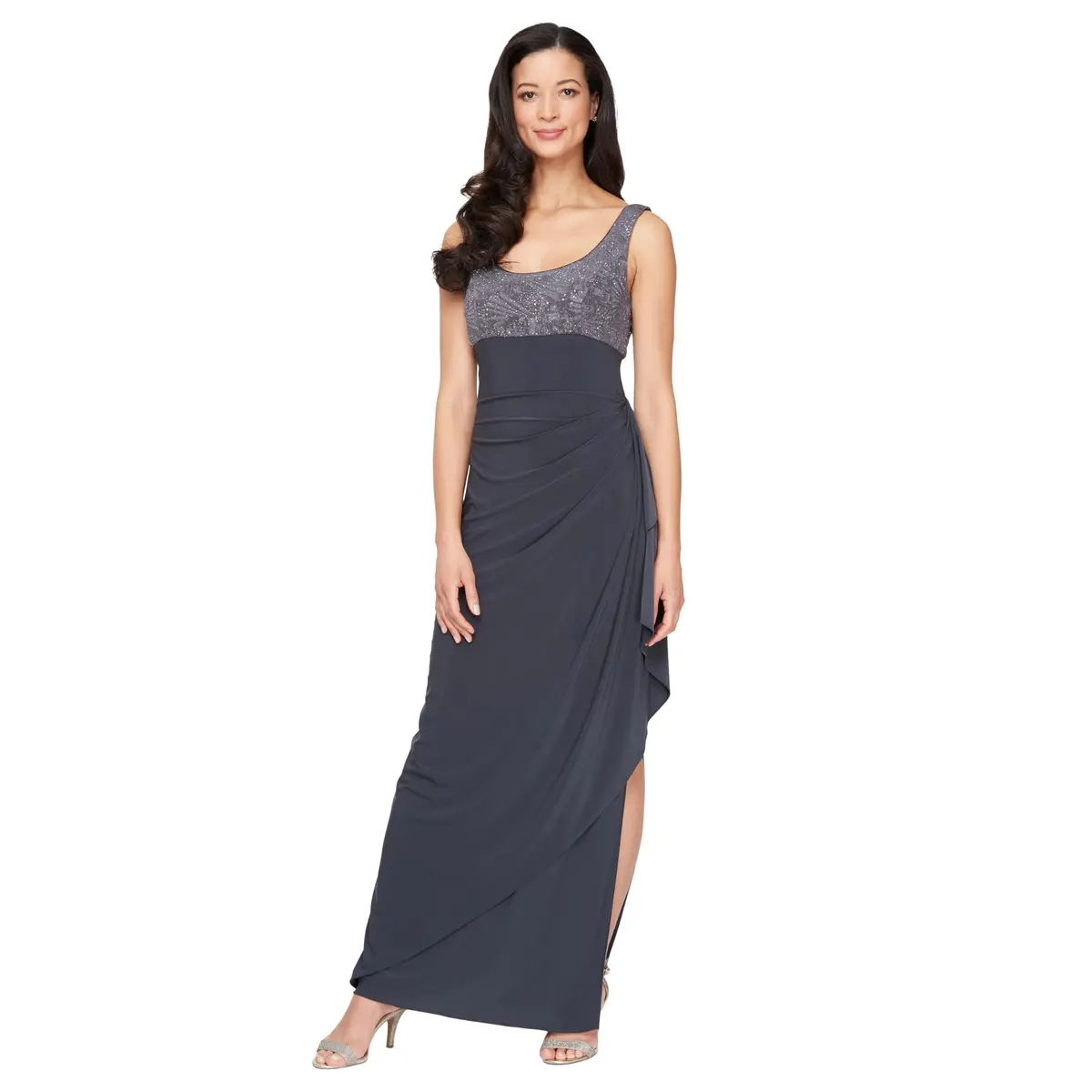 Alex Evenings Womens Empire Waist Bolero Jacket Dress 14P | Evening Formal Wear with Ruched Skirt - view 2