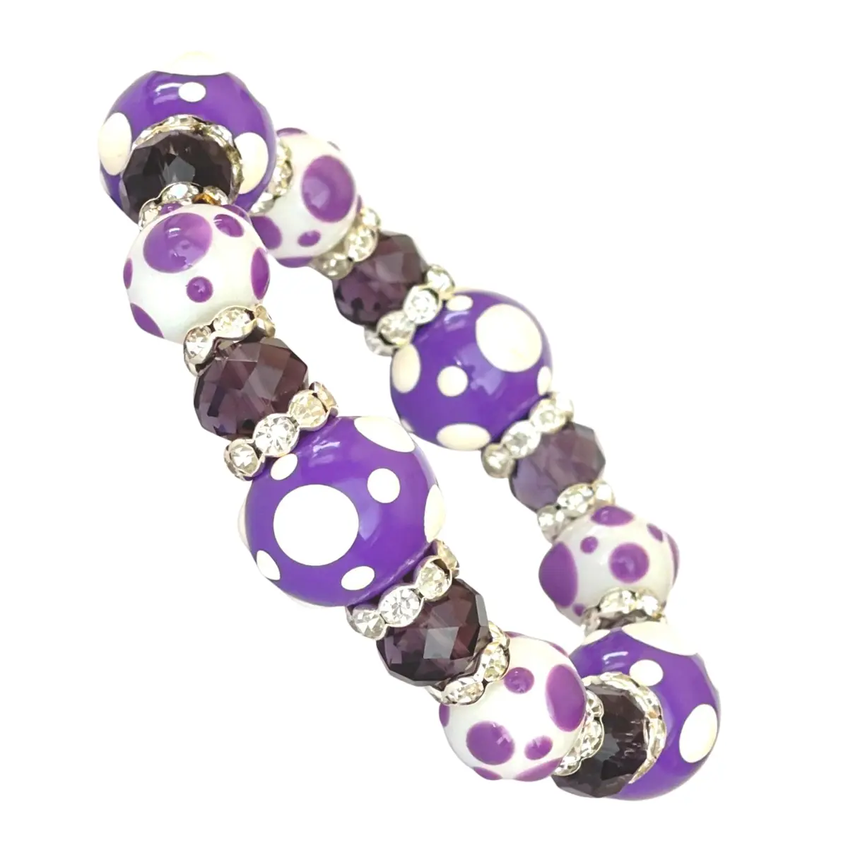 Linpeng Polka Dots Glass Beaded Stretch Bracelet | Vibrant Handmade Gift for Her - main product image