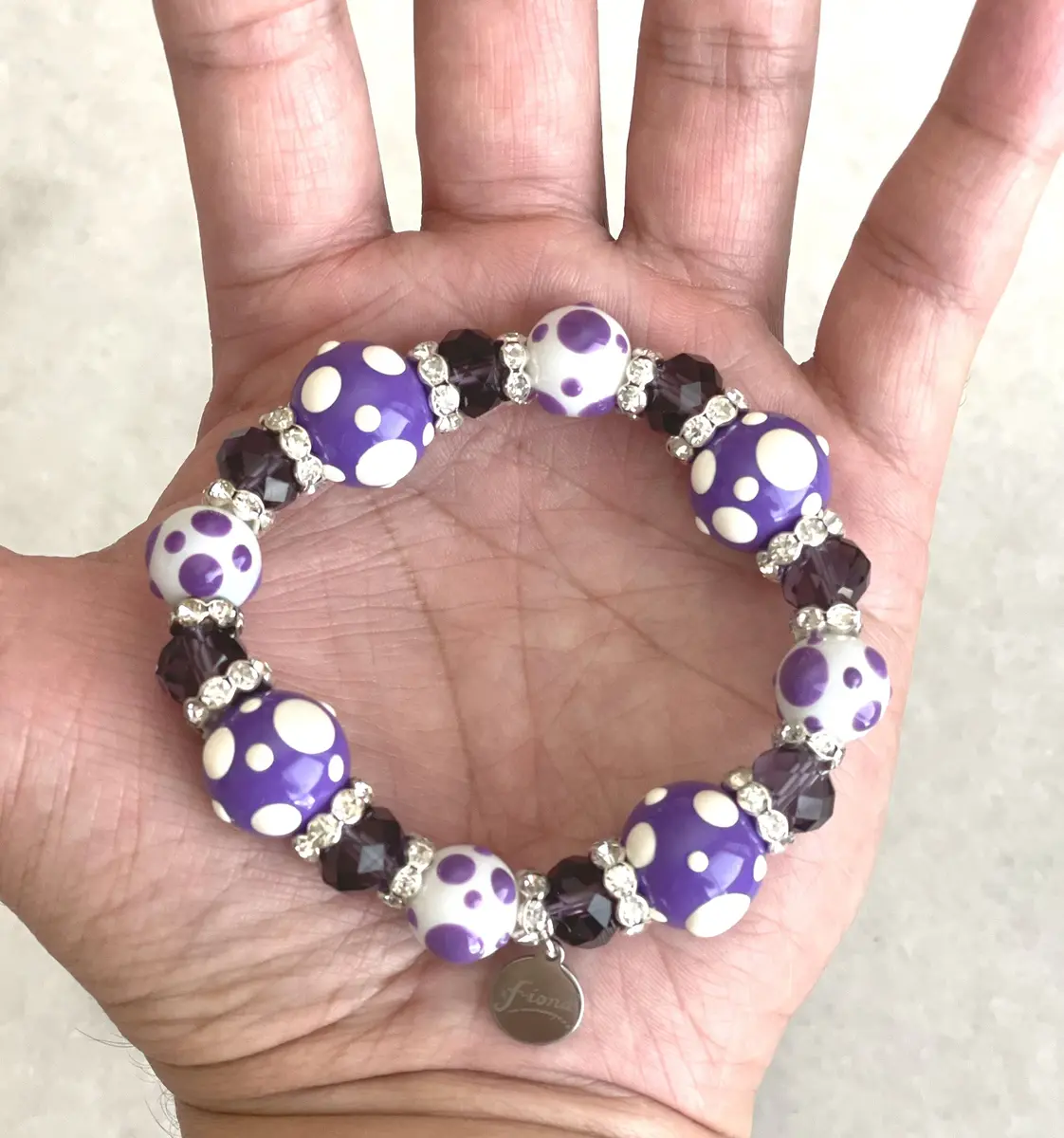 Linpeng Polka Dots Glass Beaded Stretch Bracelet | Vibrant Handmade Gift for Her - view 3