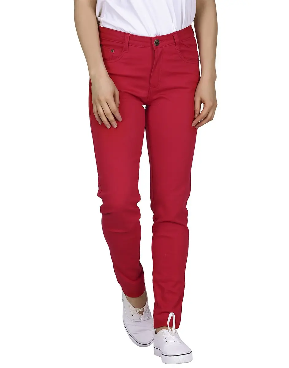 HDE Women's Mid-Rise Stretchy Denim Slim Fit Skinny Jeans (Red, Small) | Curvy Fit Comfort & Style - main product image